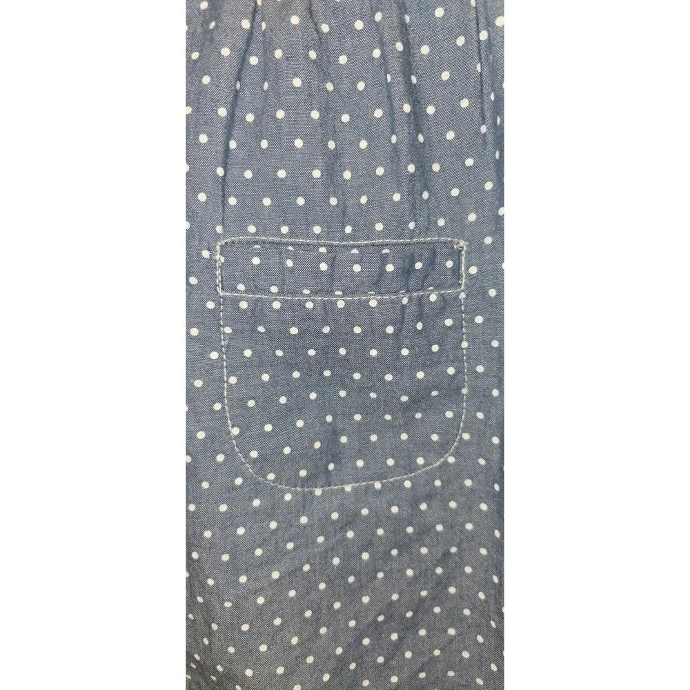 J. Khaki Girls Blue Polka Dot Denim Dress Size 12 Cotton Button Front Pockets